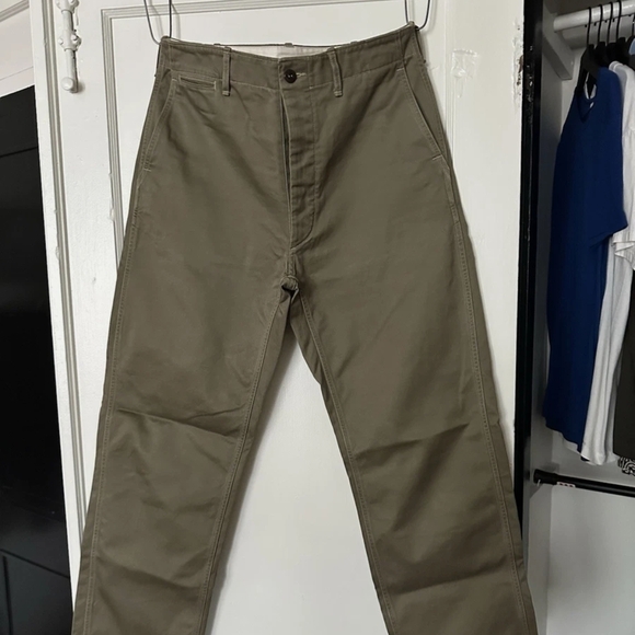 Buck Mason Olive Full Saddle Officer Chinos